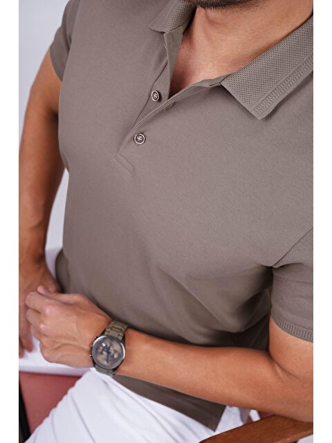 Etikmen Vizon Yaka Desenli Erkek Polo Yaka %100 Pamuk Tişört - S000236678-26429