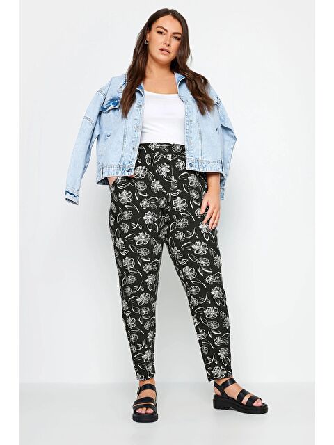 Stil Diva Büyük Beden Dar Paça Desenli Cepli Havuç Kesim Elastanlı Pantolon 143733 - S000196719-37424