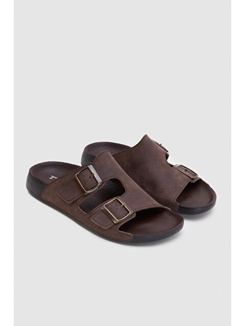 D'S damat Twn Kahverengi Çift Tokalı Terlik - S000401773-19413