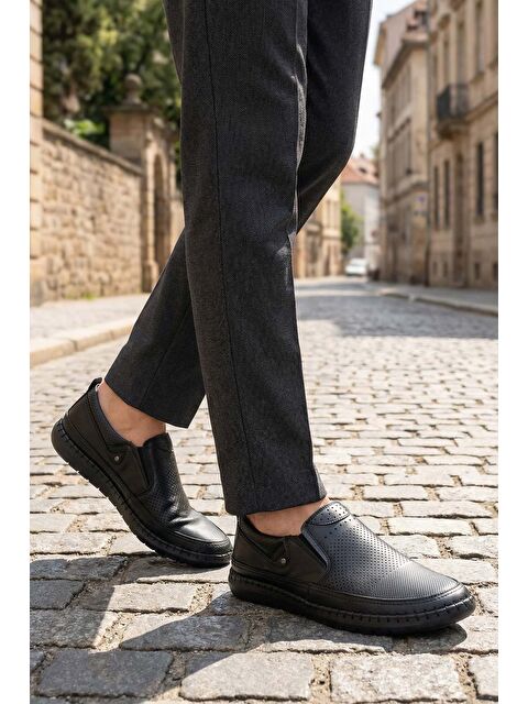 Al-Me Erkek Yazlık İç Dış Hakiki Deri Ortopedik Rahat Taban Boğazdan Lastikli Esnek Günlük Ayakkabı - S000366150-19351