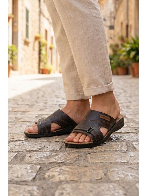 Gezer Erkek Yazlık PU Taban Suni Deri Koleksiyon Rahat Taban Günlük Terlik - S000368360-29705
