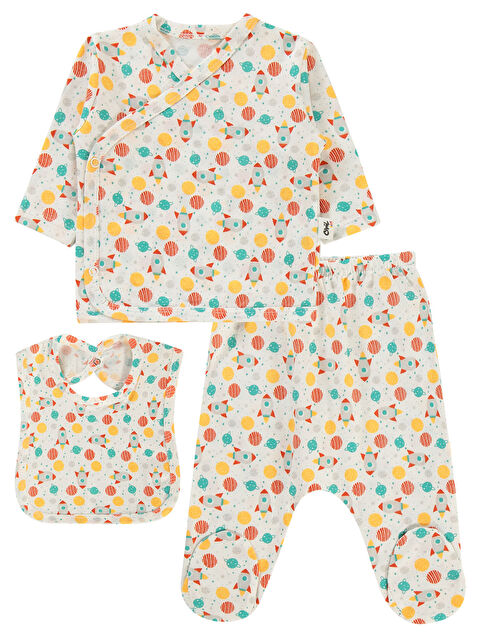 Civil Baby Standart Erkek Bebek Zıbın Takımı 0-1 Ay Ekru - S000345243-19965