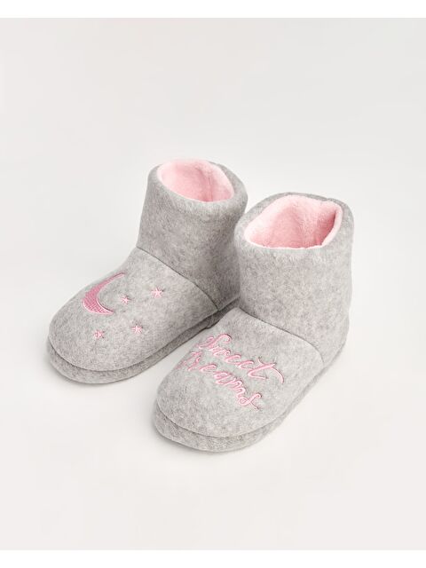 Chirpy DREAA - Ay Yıldız Figürlü Gri Kadın Panduf - S000244962-20600