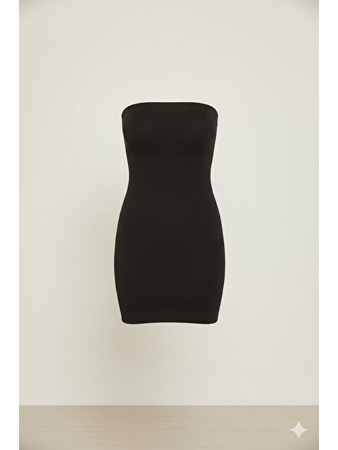 C&City C15065 Dikişsiz Straplez Korse Elbise Siyah - S000223042-19351