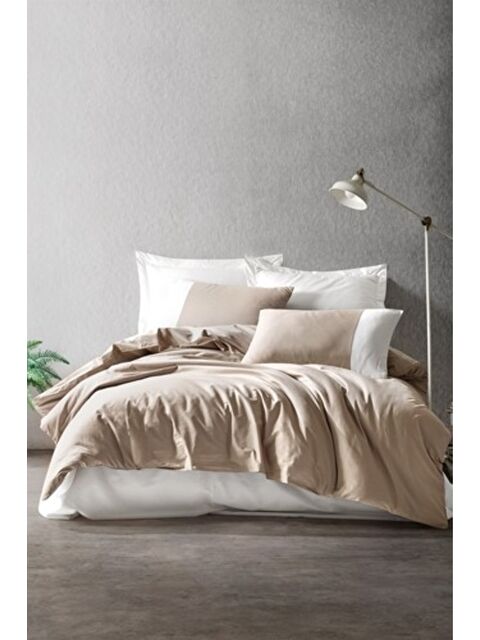 Varol Pamuk Box Plain Çift Kişilik Nevresim Takimi Vizon-Krem - S000448069-23173