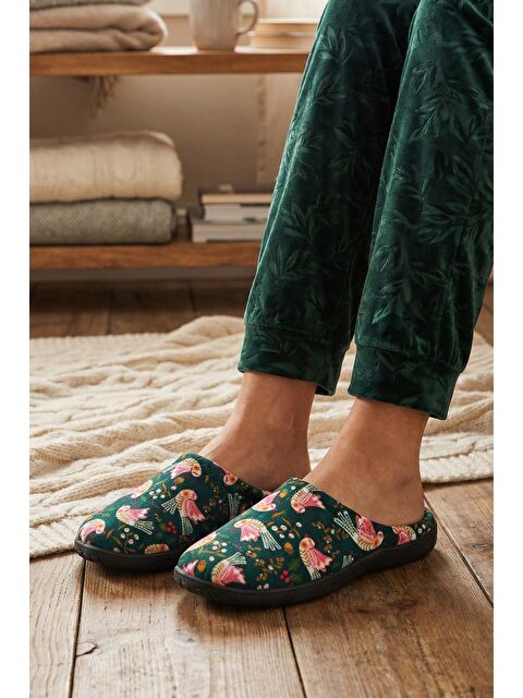 Gezer Kadın Kışlık PU Rahat Taban Desenli Ev Bahçe Gondol Terlik - S000435618-18194