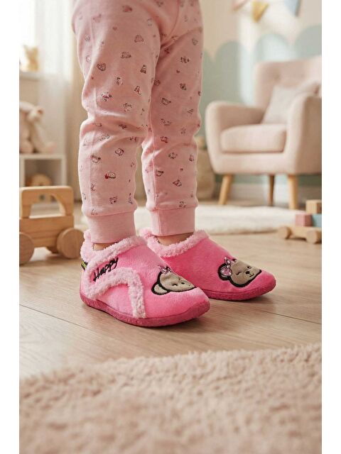 Gezer Kışlık Kız Çocuk Rahat Taban Cırt Cırtlı Ayarlanabilir Ev Okul Kreş Panduf Ayakkabı - S000445536-18686