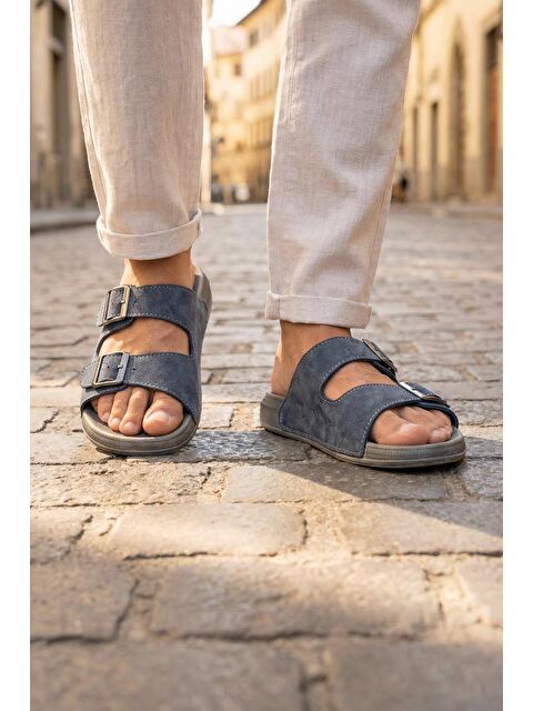 Gezer Erkek Yazlık Suni Deri İki Toka Ayarlanabilir Rahat Taban Günlük Terlik - S000451143-21164