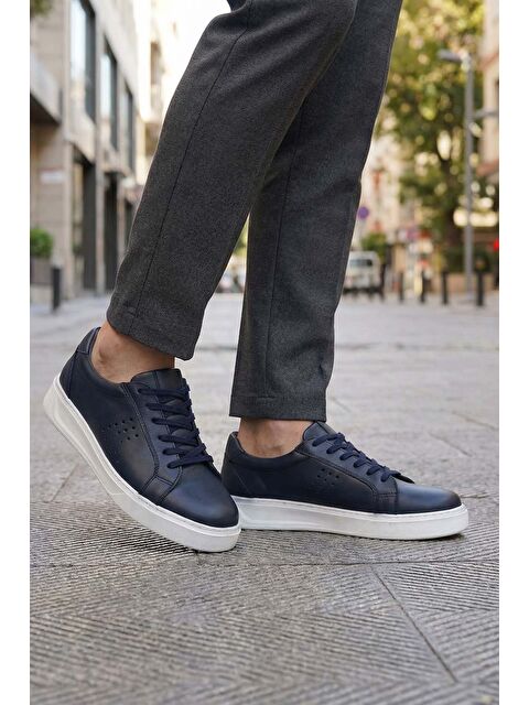 Al-Me Erkek İç Dış Hakiki Deri Ortopedik Rahat Taban Bağcıklı Ayarlanabilir Günlük Spor Ayakkabı - S000366151-21164