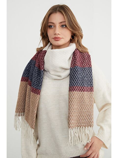 Fullamoda Renk Bloklu Petek Desenli Şal - S000462993-26429