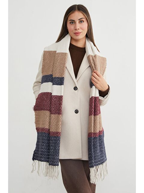 Fullamoda Renk Bloklu Petek Desenli Şal - S000462993-21164