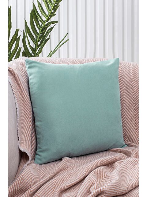 Asdiva Panoroma Süet Dokulu Düz Punch (Panç) İçin Uygun Turkuaz 45X45 Dekoratif Kırlent Kılıfı - S000452530-20055