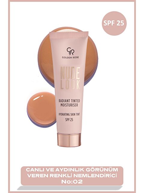GOLDEN ROSE Nude Look Radiant Tinted Moisturiser No: 02 Medium Tint - Renkli Nemlendirici Spf 25