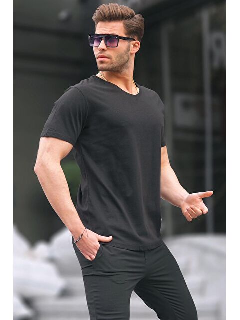 Madmext Siyah %100 Pamuk Tişört 5281 - S000016544-19351