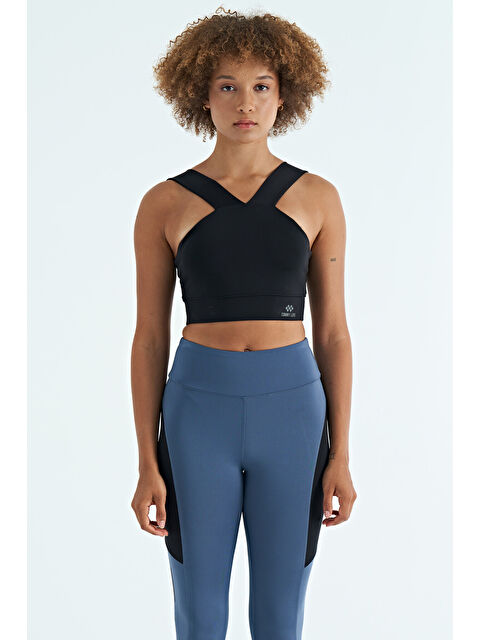 Tommylife Siyah Logo Baskılı Dar Kalıp Dalgıç Kumaş Kadın Büstiyer - 97259 - S000085417-19351