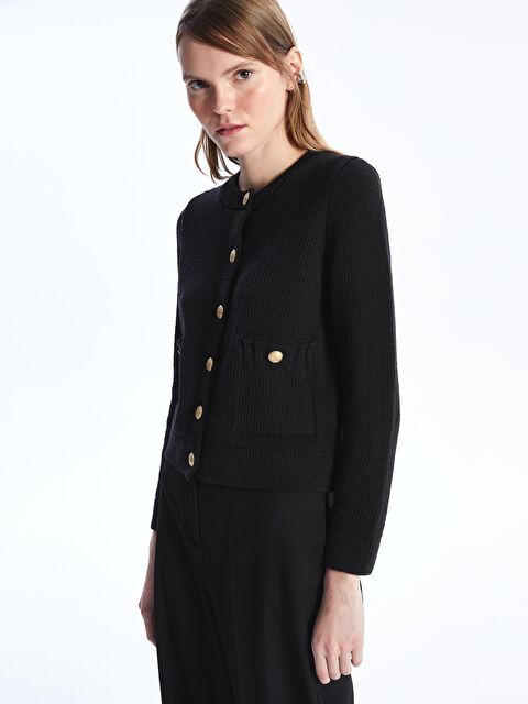 Dexia Amalfi - Düğmeli Triko Hırka - Siyah Renk - S000116051-19351