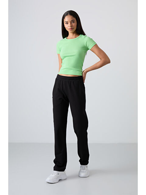 Tommylife Siyah Gizli Fermuar Cepli Rahat Form Klasik Paça Kadın Eşofman Alt - 94148 - S000022204-19351