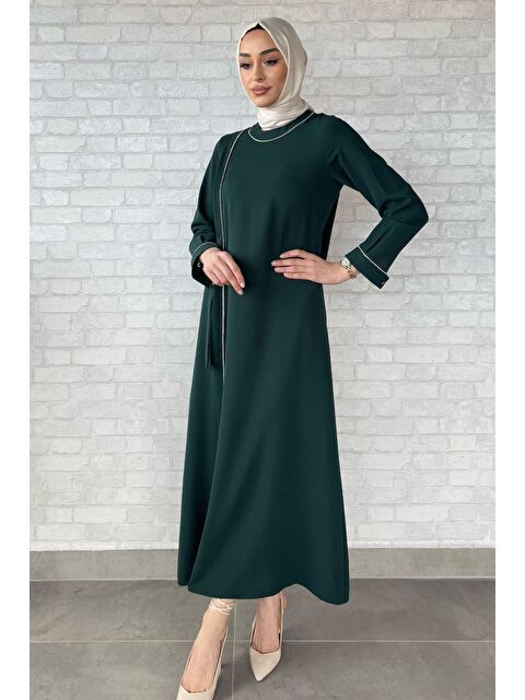 Julude Kadın Taş İşlemeli Bel Kuşak Detaylı Tesettür Elbise - S000361216-18709