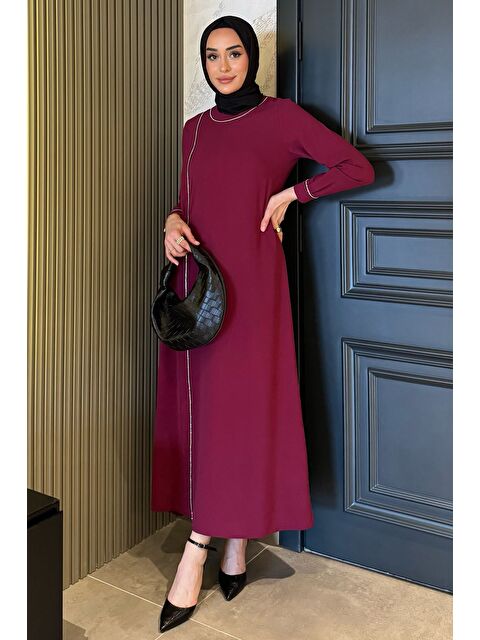 Julude Kadın Taş İşlemeli Bel Kuşak Detaylı Tesettür Elbise - S000361216-20036