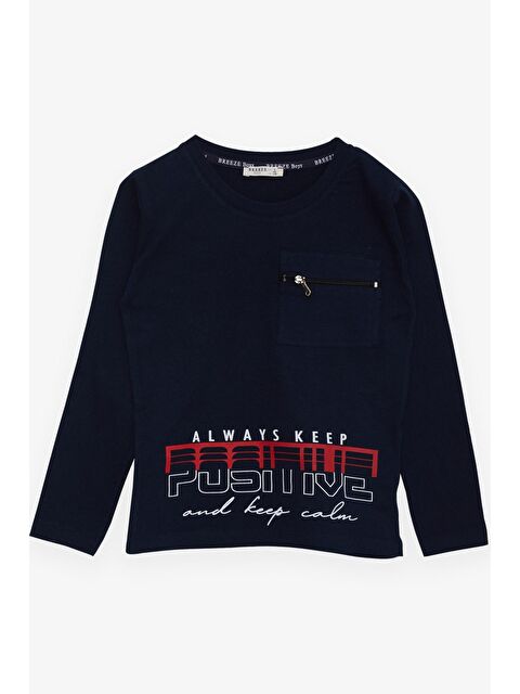 Breeze Erkek Çocuk Uzun Kollu Tişört Cepli Fermuarlı Lacivert (9 Yaş) - S000033383-21164