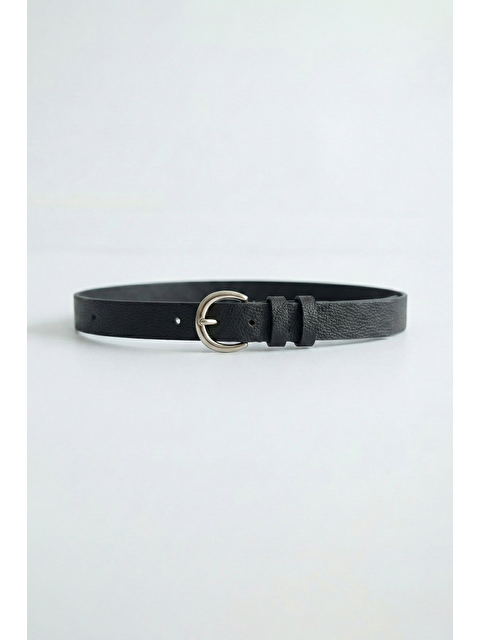 Abluka Online Erkek Smart Casual İnce Metal Tokalı Kemer Siyah - S000513719-19351