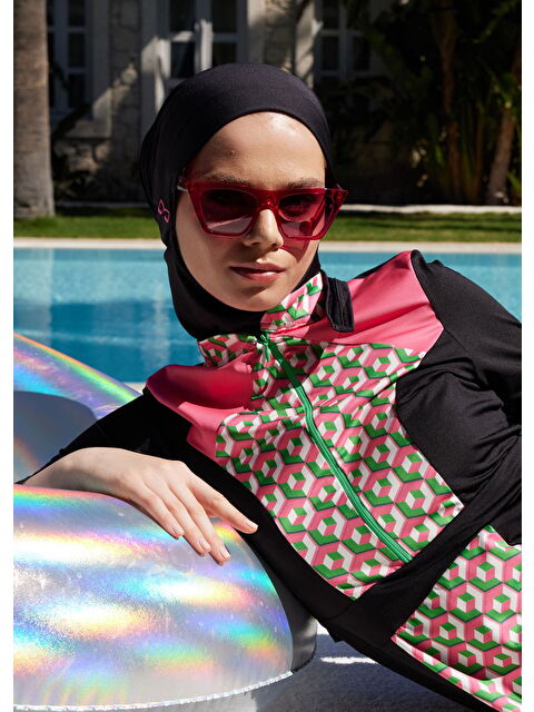 Mayovera Tasarım Mayo Pembe Fit Tek Üst Tesettür Mayo - S000253478-20024