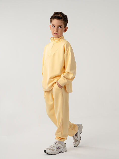 Catz Kids Erkek Çocuk Zipper Sarı Yumuşak Modal Eşofman Takım - S000453605-20065