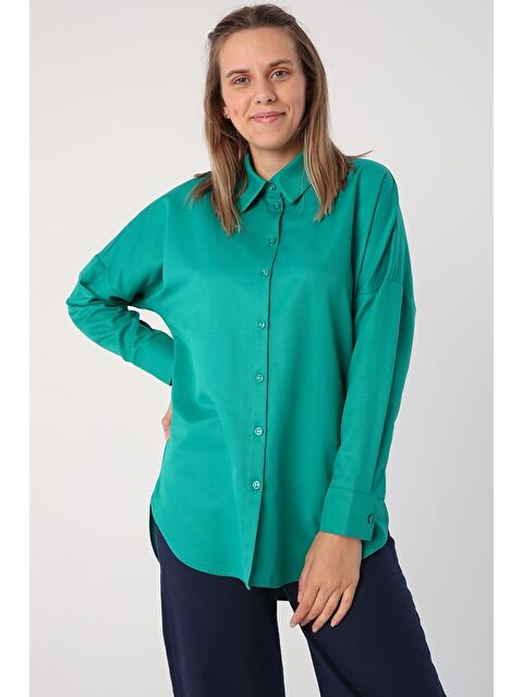 ALLDAY Zümrüt Yeşili Oversize Basic Gömlek - S000028645-18709