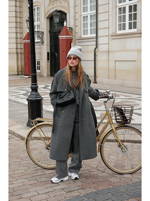 Manuka Premium Kaşe Trenç Kaban Antrasit - S000142189-29666