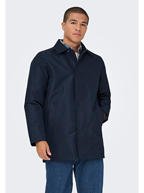 Only&Sons Hall Coat Erkek Lacivert Klasik Yaka Mont - S000481892-21164