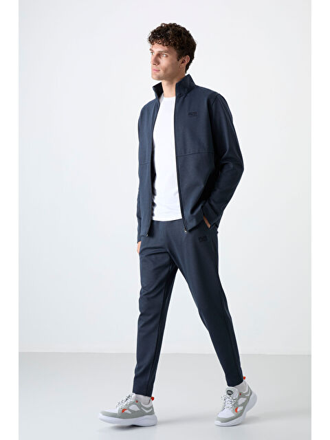 Air Jones İndigo Dik Yaka Gizli Cep Detaylı Standart Kalıp Erkek Eşofman Takım - 85209 - S000080415-23093