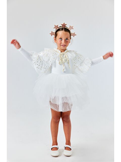 Le Mabelle Beyaz Yıldızlı Kız Çocuk Kısa Pelerin - S000383951-20063