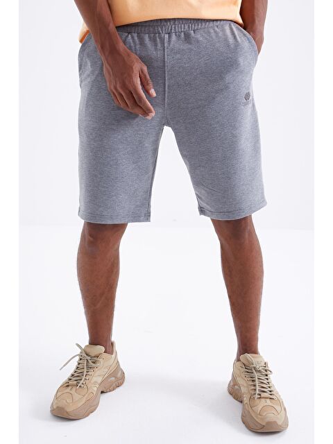 Tommylife Gri Melanj Bağcıklı Standart Kalıp Basic Erkek Şort - 81212 - S000032364-74