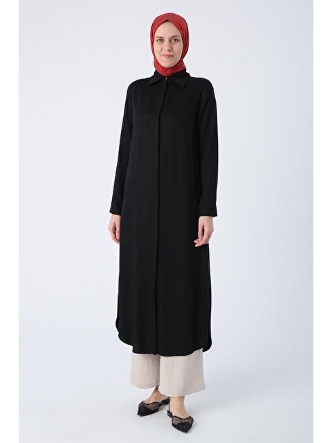 ALLDAY Siyah Gizli Patlı Gömlek Tunik - S000019726-19351