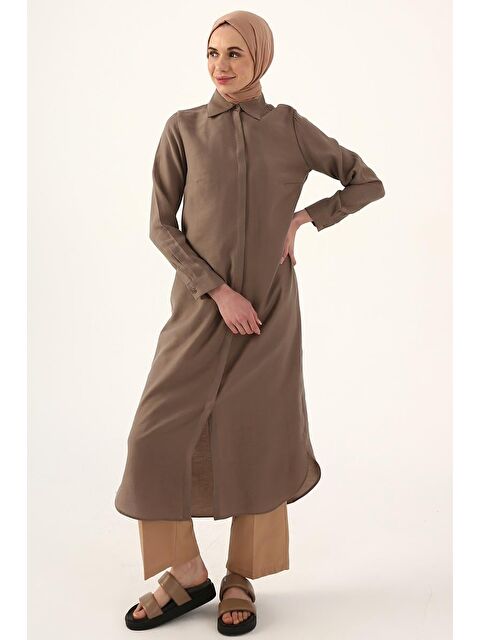 ALLDAY Vizon Gizli Patlı Basic Uzun Gömlek Tunik - S000022980-26429
