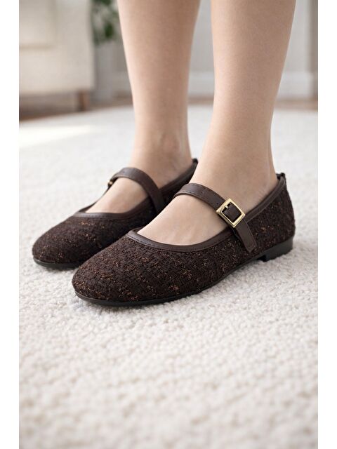 MODAFRATO SH-200 Tiftikli Düz Babet Günlük Kadın Ayakkabı Mary Jane Ev Babeti - S000499832-19413