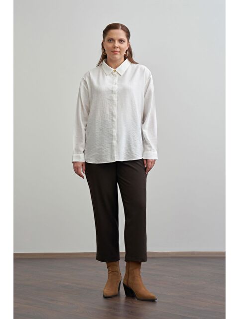 ALLDAY Ekru Köşe Manşet Detaylı Düğmeli Gömlek - S000274130-19965