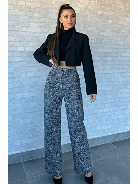 Gülseli Kadın Kışlık Karyağdı Desenli Bel Cırtlı Palazzo Pantolon - S000299879-37430