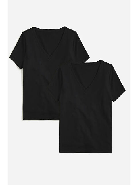 Süperlife Kadın 2'li V Yaka Regular Tshirt SPR24TSK45-2 - S000199625-19351