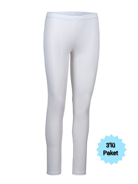 Tutku Elit 3'lü Kadın Beyaz Modal Uzun Tayt - S000222863-20063