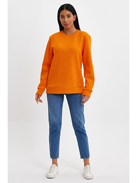 Süperlife Kadın Bisiklet Yaka Rahat Kalıp 3 iplik İçi Polarlı Kalın Sweatshirt SPR24SWK36 - S000121280-20013