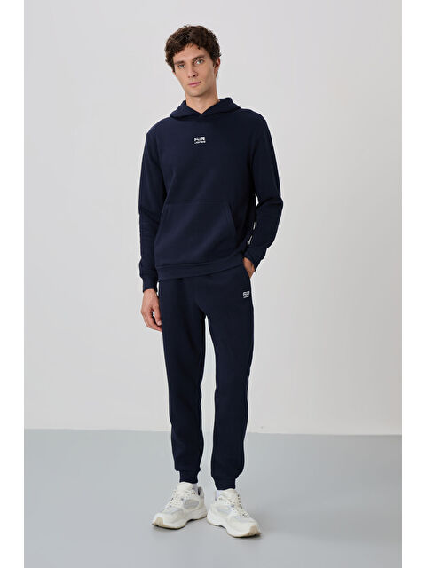 Air Jones David Lacivert Kapüşonlu Rahat Kalıp Şardonlu Jogger Erkek Eşofman Takım - 85192 - S000080404-21164