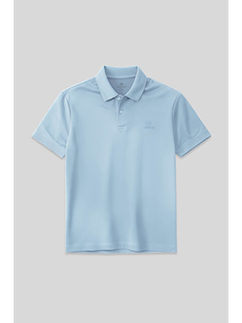 Tommylife Buz Mavi Basic Logolu Standart Kalıp Triko Polo Yaka Erkek Tişört - 87748 - S000028468-3053