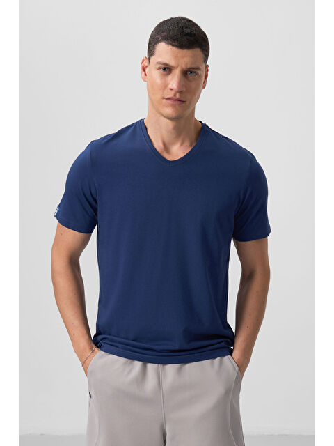 Tommylife İndigo Basic Kısa Kol Standart Kalıp V Yaka Erkek Tişört - 87912 - S000027059-23093