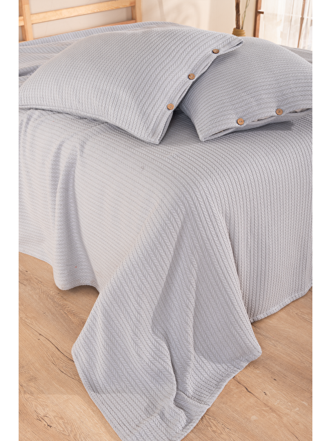 Tabu Home Gri Örgü Tek Kişilik Pike Yatak Örtüsü - S000413050-17308