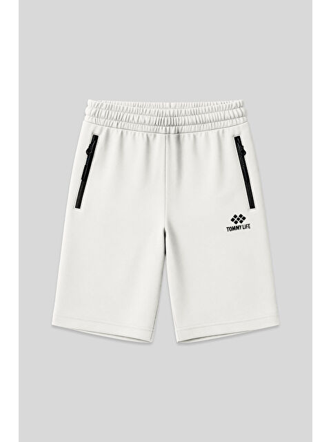 Tommylife Ekru Gizli Fermuar Arka Cepli Bağcıklı Standart Kalıp Erkek Şort - 81136 - S000030808-19965
