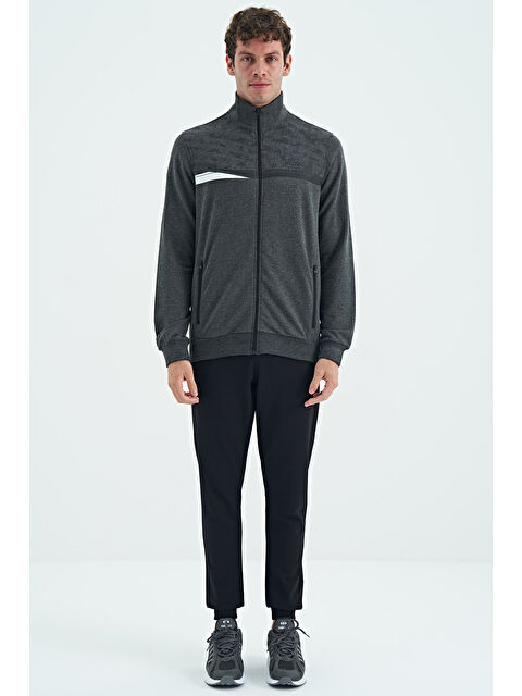 Air Jones Harry Antrasit Melanj - Siyah Dik Yaka Standart Kalıp Erkek Eşofman Takım - 85197 - S000080411-37421