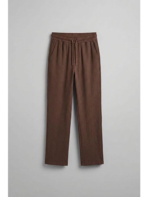 Abluka Online Erkek Fitilli Baggy Fit Rahat Eşofman Kahverengi - S000491517-19413