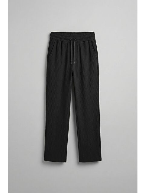 Abluka Online Erkek Fitilli Baggy Fit Rahat Eşofman Siyah - S000491517-19351