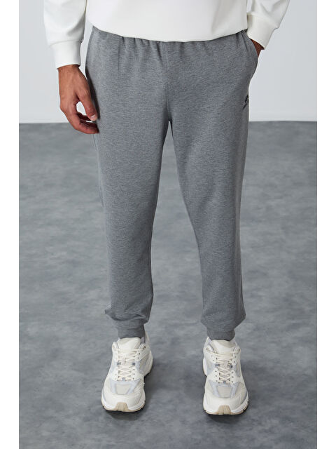 Tommylife Gri Melanj Klasik Cepli Standart Kalıp Manşetli  Eşofman Alt - 84652 - S000032296-74